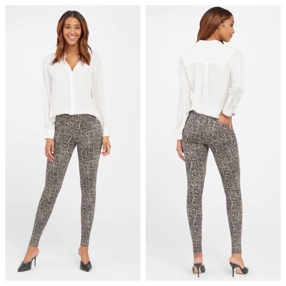 NEW SPANX Taupe Snakeskin Tummy Control Leggings Womens Size XS - Picture 2 of 7